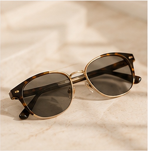 Assorted designer eyeglass frames in a boutique display